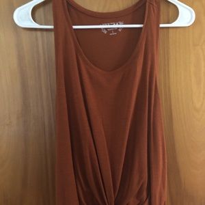 Burnt orange tank tie front